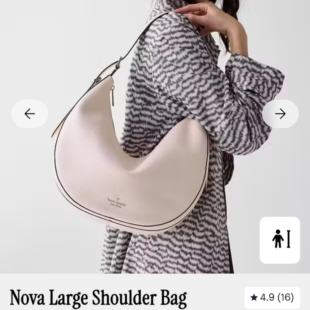 kate spade Nova Large Shoulder Bag in Pale Pink with Black Trim